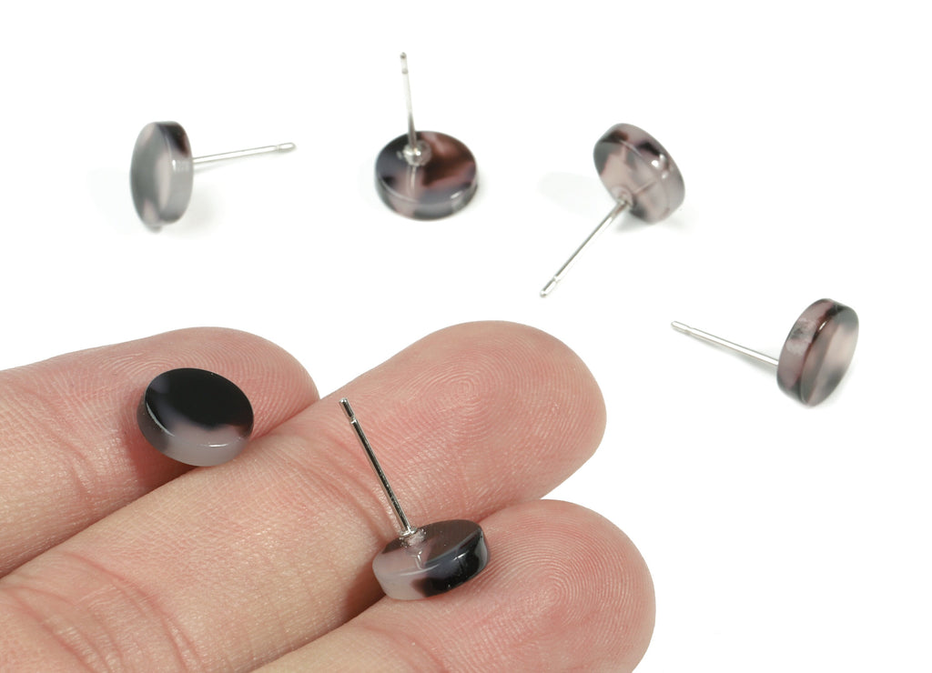 Acetate Mini Round Earring Stud - Circle Earring Post - Blond Tortoise Shell - Earring Post - Color Code: A06 - 8.61x8.61x2.5mm - AC1715-A06 - DOMEDBAZAAR