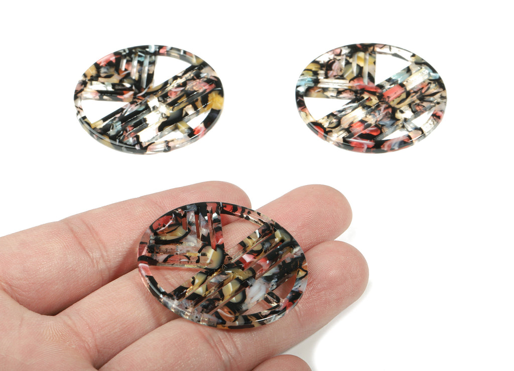 Acetate Geometric Charms - Round Earring Charm - Earring Findings - Jewelry Supplies - Color Code:A343 - 39.42x39.42x2.6mm - AC1820-A343 - DOMEDBAZAAR