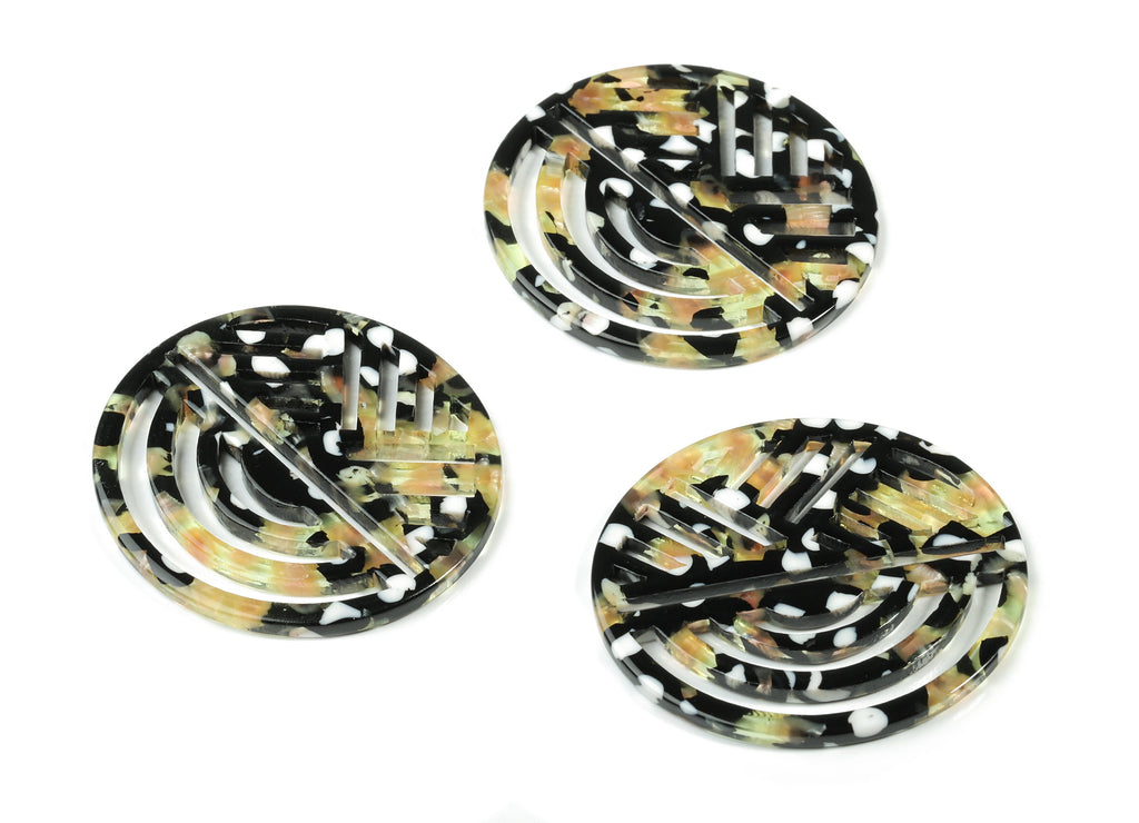 Acetate Oval Earring Charms - Geometric Pendant - Earring Findings - Jewelry Supplies - Color Code:A193 - 42.28x39.23x2.62mm - AC1824-A193 - DOMEDBAZAAR