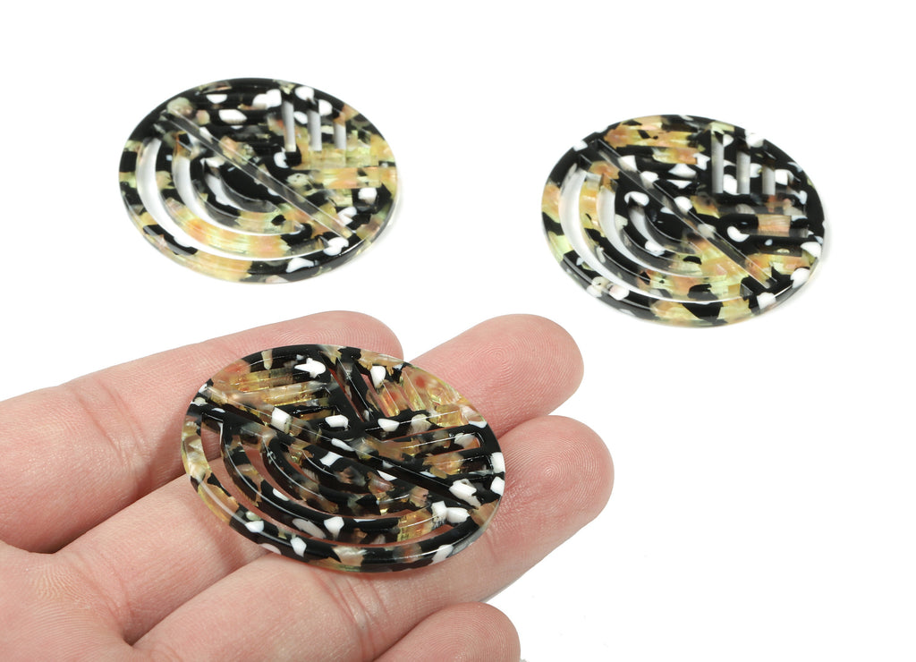 Acetate Oval Earring Charms - Geometric Pendant - Earring Findings - Jewelry Supplies - Color Code:A193 - 42.28x39.23x2.62mm - AC1824-A193 - DOMEDBAZAAR