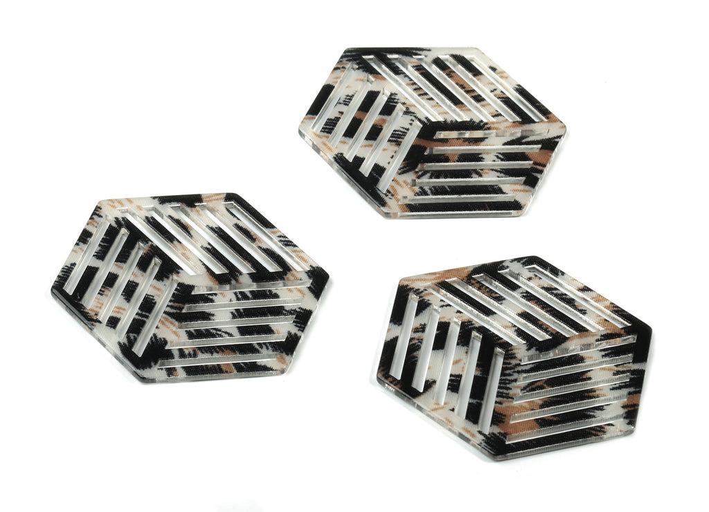Acrylic Hexagon Earring Charm - Hexagon Pendant - Earring  Findings - Jewelry Supplies - Color Code:A266 - 45.08x34.59x1.85mm - AC1823-A266 - DOMEDBAZAAR