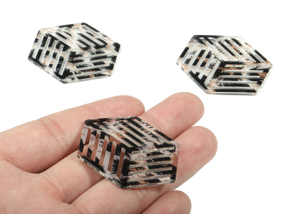 Acrylic Hexagon Earring Charm - Hexagon Pendant - Earring  Findings - Jewelry Supplies - Color Code:A266 - 45.08x34.59x1.85mm - AC1823-A266 - DOMEDBAZAAR