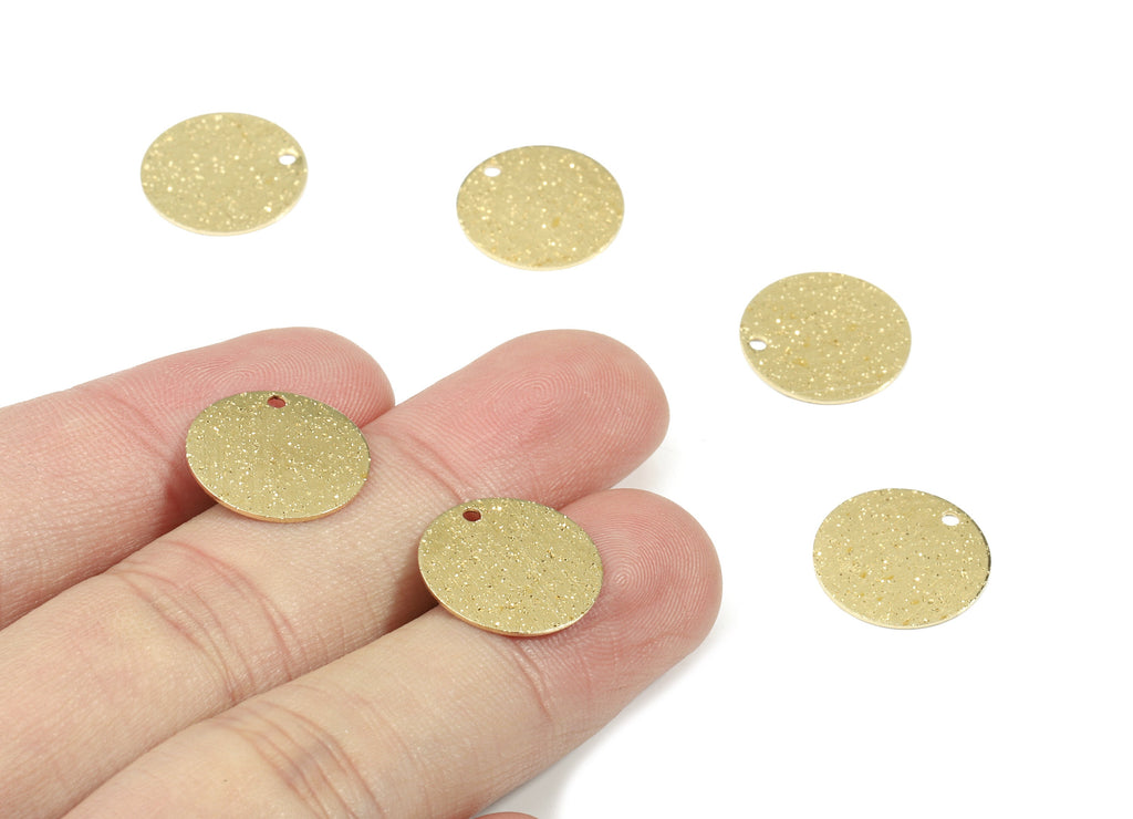 Raw Brass Coin  Pendant - Patterned Brass Round Earring Charms - Earring Findings - Jewelry Supplies - 15x15x0.55mm - PP3122 - DOMEDBAZAAR
