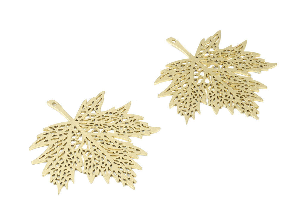 Raw Brass Leaf Pendant - Leaf Earring Charms - Earring Findings - Jewelry Supplies - 58.21x56.2x1mm - PP3126 - DOMEDBAZAAR