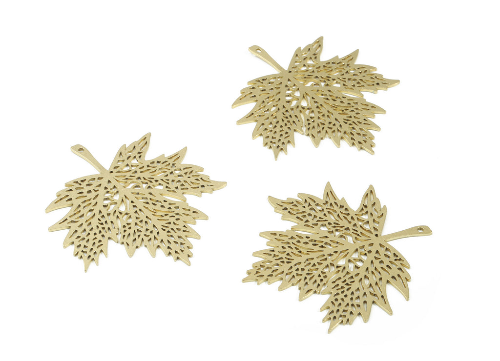 Raw Brass Leaf Pendant - Leaf Earring Charms - Earring Findings - Jewelry Supplies - 58.21x56.2x1mm - PP3126 - DOMEDBAZAAR