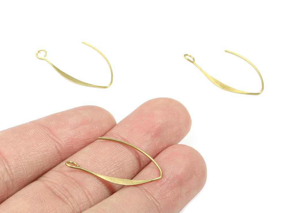 Brass Hammered Earring Wire - Raw Brass Ear Wire - Earring Hooks - Jewelry Supplies - 27.89x15.29x0.74mm - PP3178 - DOMEDBAZAAR