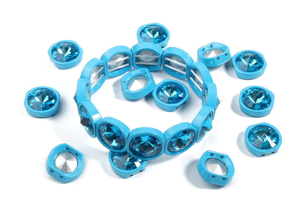 Tile Bracelet Beads Set - Enamel Round 2 Hole Glass Beads for Stretchy Bracelet - Tila Tile Jewellery Making SET - 60x8.05x4.29mm - ET1020A - DOMEDBAZAAR