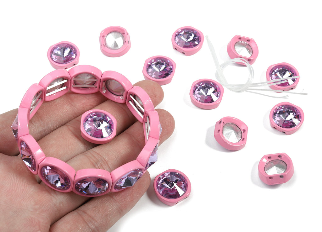 Tile Bracelet Beads Set - Enamel Round 2 Hole Glass Beads for Stretchy Bracelet - Tila Tile Jewellery Making SET - 60x8.05x4.29mm - ET1020C - DOMEDBAZAAR