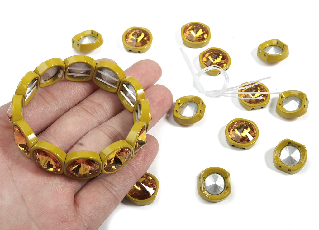 Tile Bracelet Beads Set - Enamel Round 2 Hole Glass Beads for Stretchy Bracelet - Tila Tile Jewellery Making SET - 60x8.05x4.29mm - ET1020E - DOMEDBAZAAR