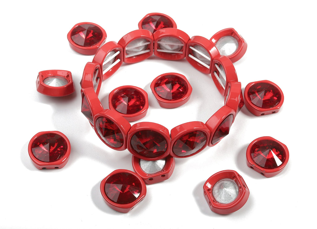 Tile Bracelet Beads Set - Enamel Round 2 Hole Glass Beads for Stretchy Bracelet - Tila Tile Jewellery Making SET - 60x8.05x4.29mm - ET1020M - DOMEDBAZAAR