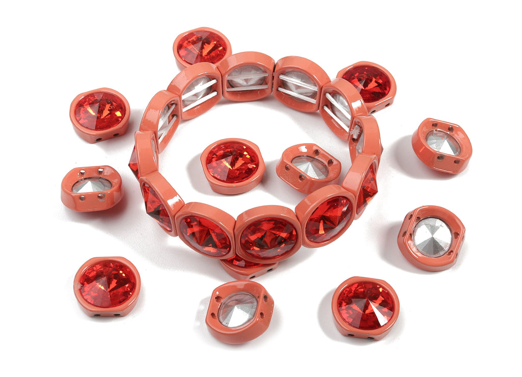 Tile Bracelet Beads Set - Enamel Round 2 Hole Glass Beads for Stretchy Bracelet - Tila Tile Jewellery Making SET - 60x8.05x4.29mm - ET1020N - DOMEDBAZAAR