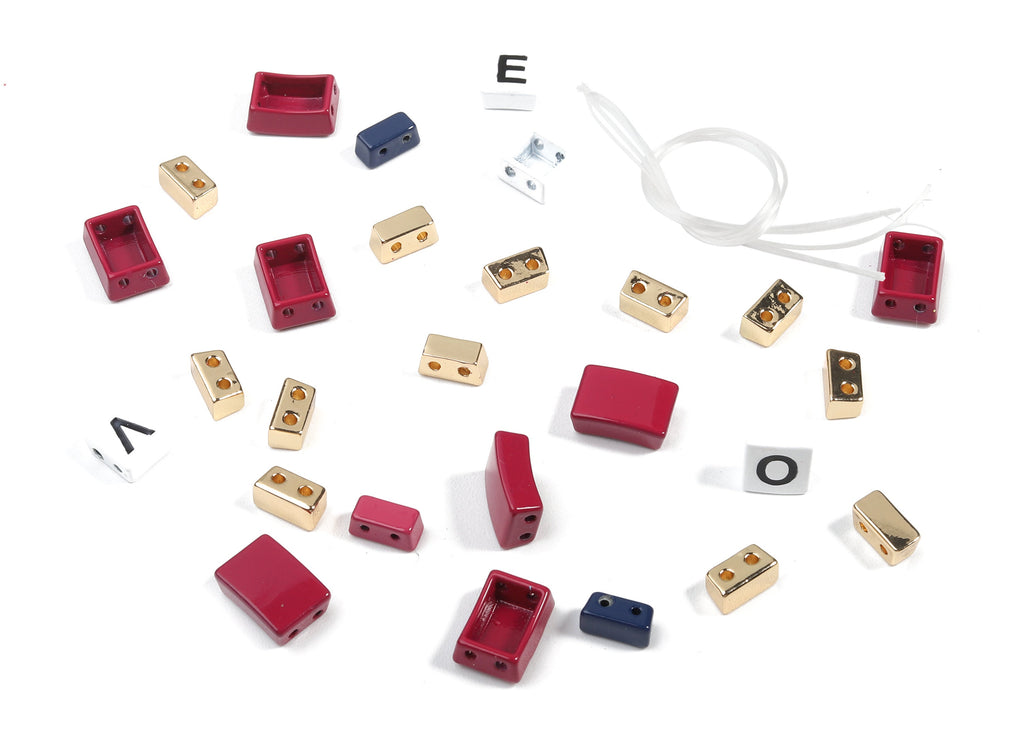 Tile Bracelet Beads Set - Enamel Rectangle Love 2 Hole Beads for Stretchy Bracelet - Tila Tile Jewellery Making - 60x8.28x4.44mm - ET1003B - DOMEDBAZAAR