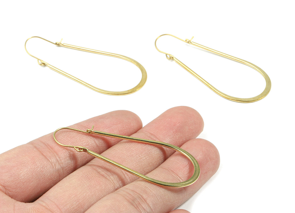 Brass Hammered Drop Earring Wire - Raw Brass Drop Ear Wire - Earring Findings - Jewelry Supplies - 55.47x23.35x1.47mm - PP3191 - DOMEDBAZAAR