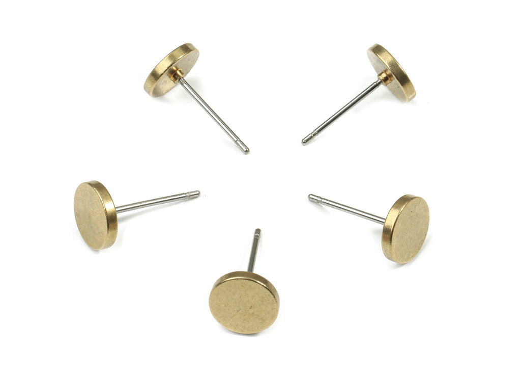 Brass Round Earring Stud - Raw Brass Circle Earring Post - Steel Stud - Earring Post - Jewelry Supplies - 8.04x8.04x1.56mm - PP3143 - DOMEDBAZAAR