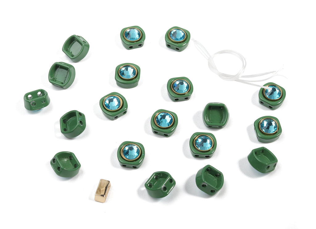 Tila Tile Bracelet Beads Set - Enamel Square Round 2 Hole Glass Beads for Bracelet - Tila Beads Jewellery Making - 65x10.3x6.06mm - ET1004C - DOMEDBAZAAR