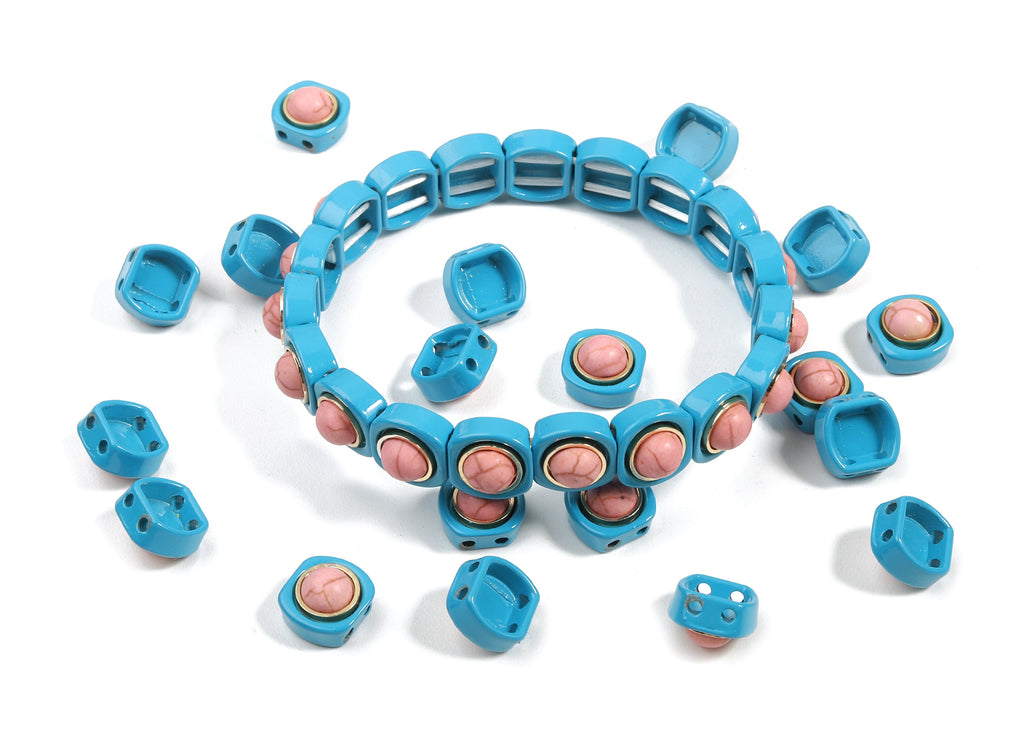 Tila Tile Bracelet Beads Set - Enamel Square Round 2 Hole Glass Beads for Bracelet - Tila Beads Jewellery Making - 62x10.27x6.63mm - ET1004J - DOMEDBAZAAR
