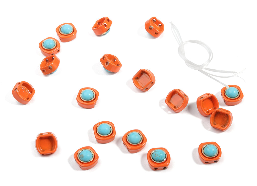 Tila Tile Bracelet Beads Set - Enamel Square Round 2 Hole Glass Beads for Bracelet - Tila Beads Jewellery Making - 62x10.27x6.63mm - ET1004M - DOMEDBAZAAR