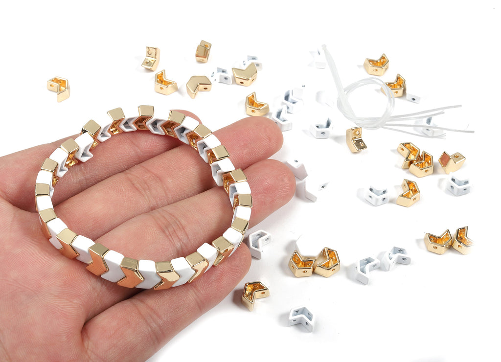Tila Tile Bracelet Beads Set - Enamel Arrow 2 Hole Glass Beads for Stretchy Bracelet - Tila Tile Jewellery Making - 62x8.07x4.1mm - ET1012C - DOMEDBAZAAR