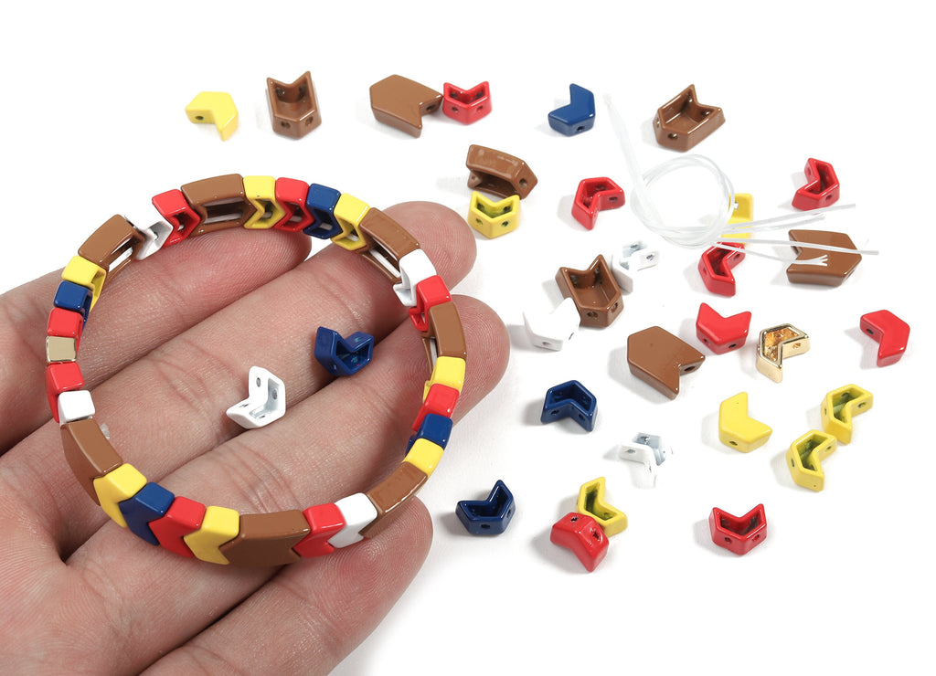 Tila Tile Bracelet Beads Set - Enamel Arrow 2 Hole Glass Beads for Stretchy Bracelet - Tila Beads Jewellery Making - 59x8.06x4.2mm - ET1027A - DOMEDBAZAAR