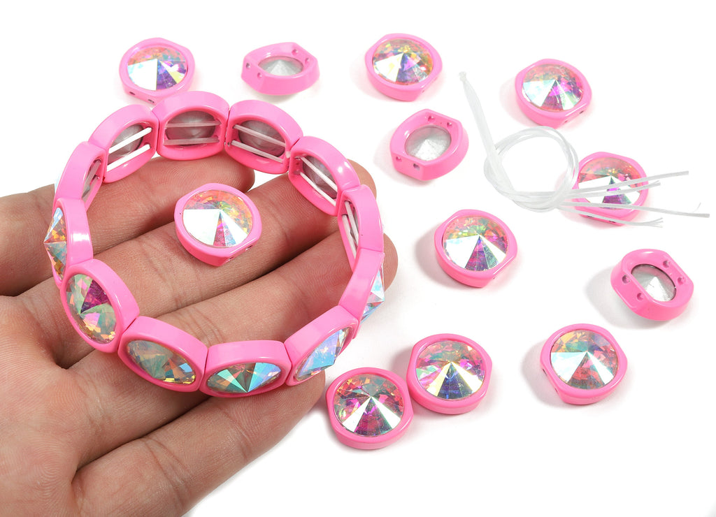 Tila Tile Bracelet Beads Set - Enamel Round 2 Hole Glass Beads for Bracelet - Tila Beads Jewellery Making SET - 64x17.13x7.33mm - ET1020U - DOMEDBAZAAR