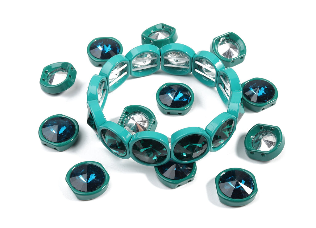 Tila Tile Bracelet Beads Set - Enamel Round 2 Hole Glass Beads for Bracelet - Tila Beads Jewellery Making SET - 64x17.13x7.33mm - ET1020L - DOMEDBAZAAR