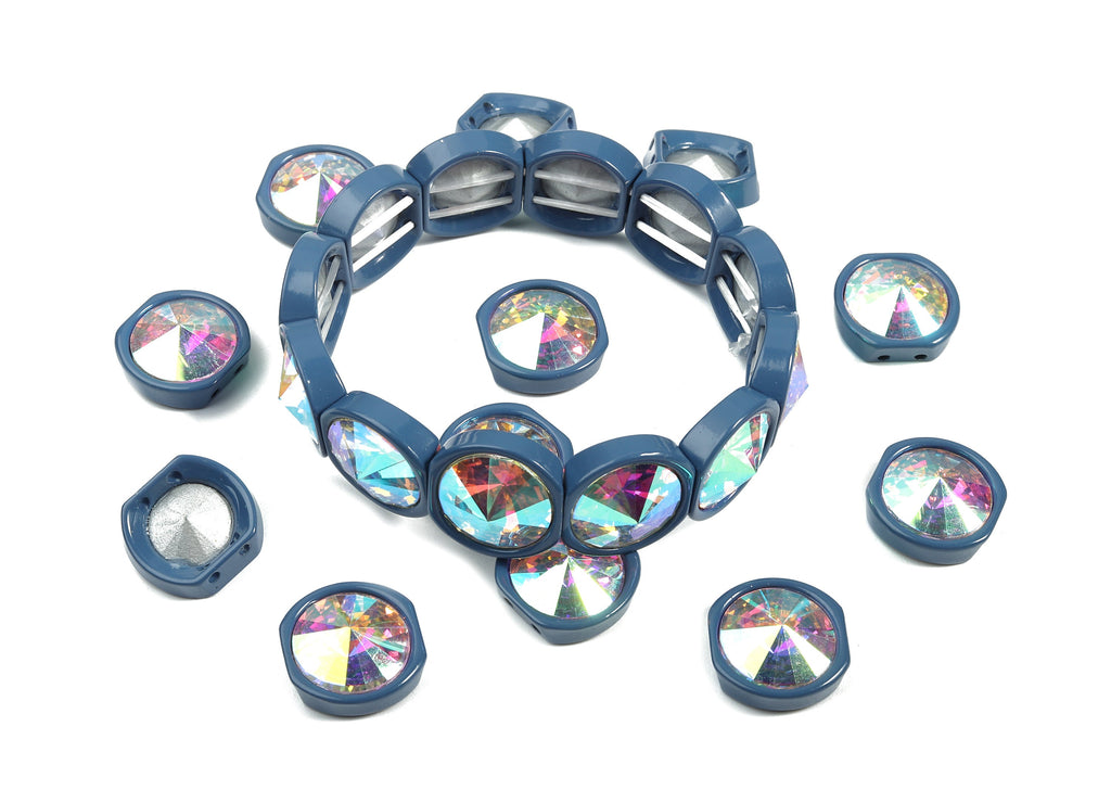 Tila Tile Bracelet Beads Set - Enamel Round 2 Hole Glass Beads for Bracelet - Tila Beads Jewellery Making SET - 64x17.13x7.33mm - ET1020R - DOMEDBAZAAR