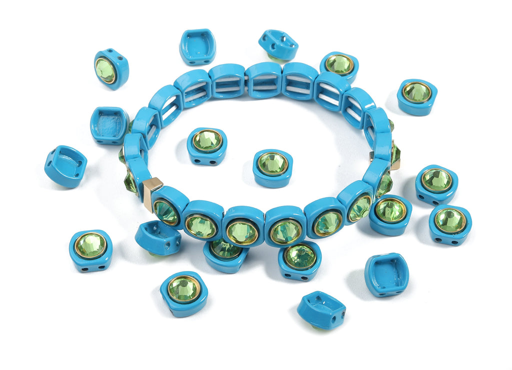 Tila Tile Bracelet Beads Set - Enamel Square Round 2 Hole Glass Beads for Bracelet - Tila Beads Jewellery Making - 63x10.23x6.12mm - ET1004B - DOMEDBAZAAR