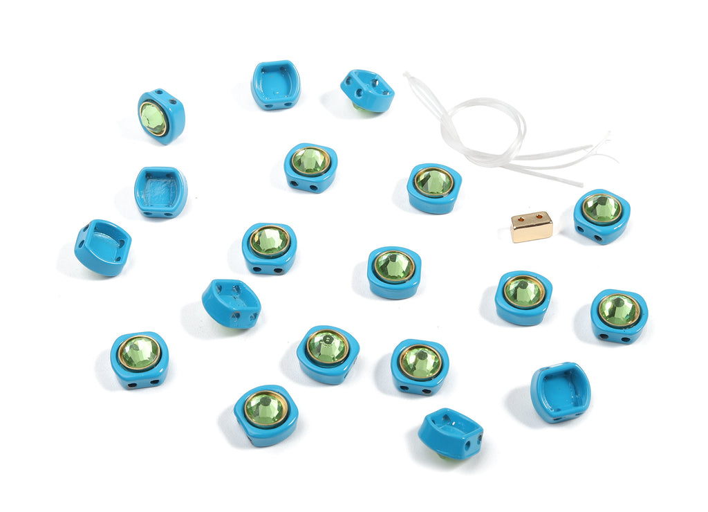 Tila Tile Bracelet Beads Set - Enamel Square Round 2 Hole Glass Beads for Bracelet - Tila Beads Jewellery Making - 63x10.23x6.12mm - ET1004B - DOMEDBAZAAR