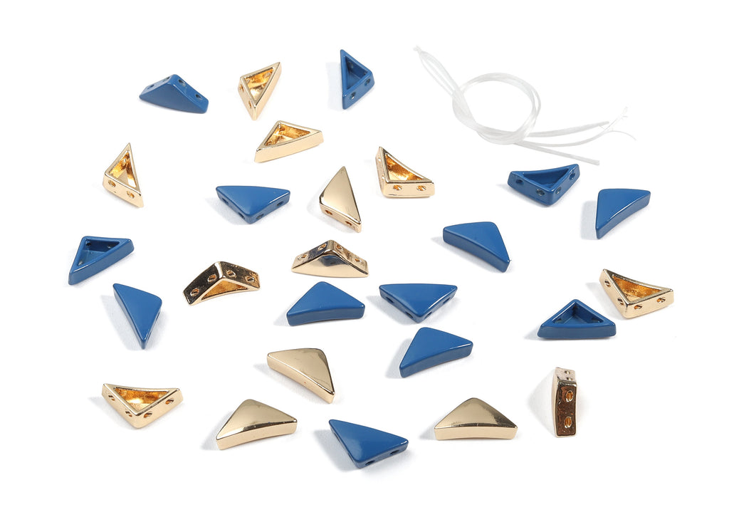 Tila Tile Bracelet Beads Set - Enamel Triangle 2 Hole Glass Beads for Bracelet - Tila Beads Jewellery Making - 60x7.64x4.16mm - ET1015C - DOMEDBAZAAR