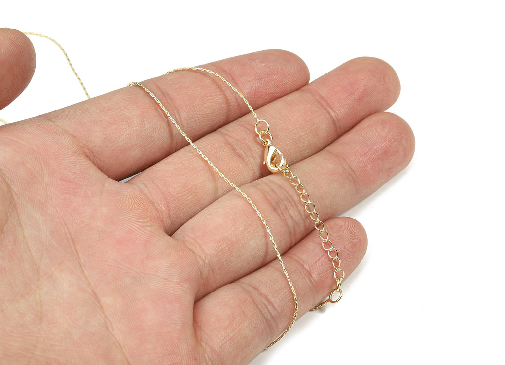Gold Finished Snake Chain - 19.6 Inch Brass Snake Chain - 18K Real Gold Plated Brass -  0.03&quot; x 0.03&quot; - RGP2593 - DOMEDBAZAAR
