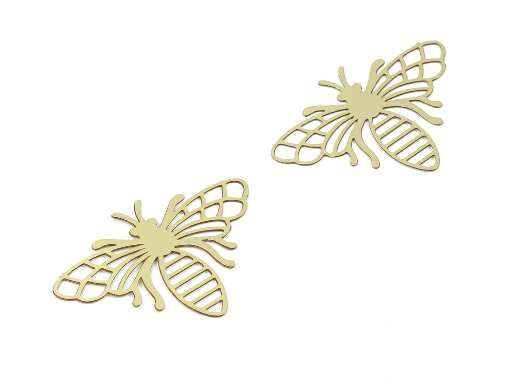 Brass Bee Earring Charms - Raw Brass Bee Pendant - Earring Findings - Jewelry Supplies - 26.48x18.85x0.3mm - JJC10330 - DOMEDBAZAAR