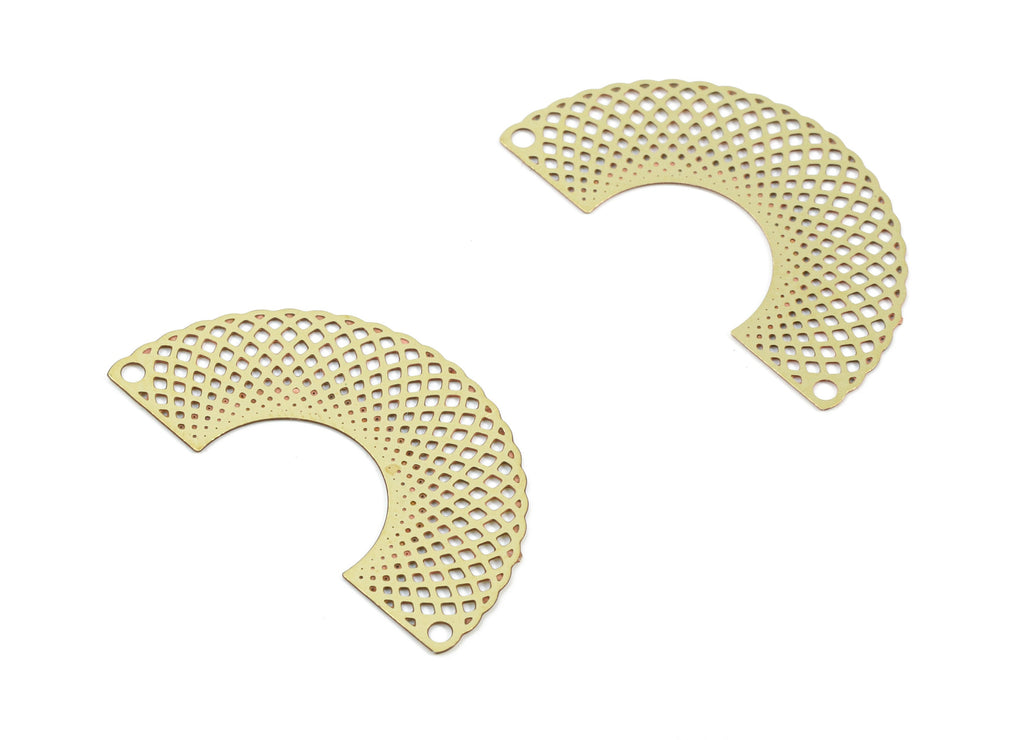 Brass Semi Circle Earring Connector - Raw Brass Half Moon Connectors - Earring Findings - Jewelry Supplies - 25x13.44x0.3mm - JJC10193 - DOMEDBAZAAR