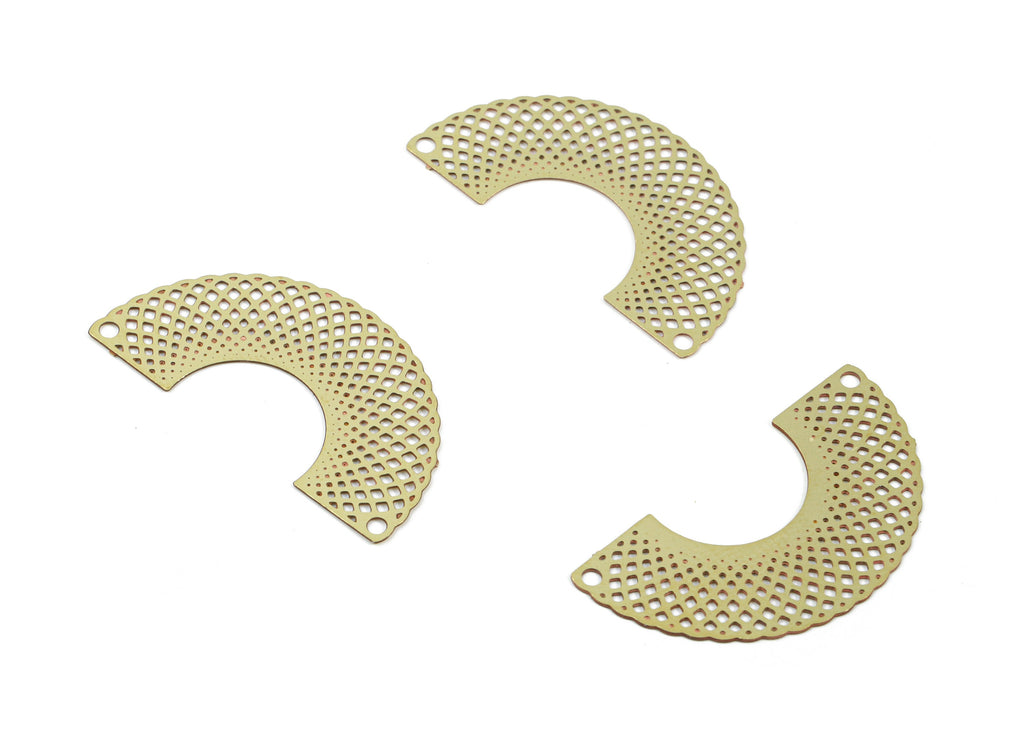 Brass Semi Circle Earring Connector - Raw Brass Half Moon Connectors - Earring Findings - Jewelry Supplies - 25x13.44x0.3mm - JJC10193 - DOMEDBAZAAR