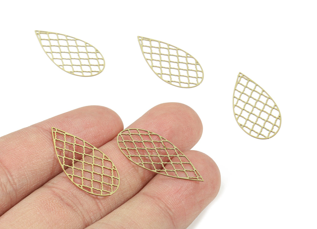 Brass Drop Earring Charms - Raw Brass Drop Pendant - Earring Findings - Jewelry Supplies - 27.38x13.31x0.3mm - JJC10777 - DOMEDBAZAAR