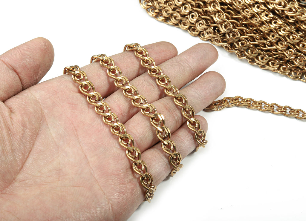 Greek Key Brass Chain - Raw Brass Meander Chain - Unsoldered Open Chain - 0.42&quot; x 0.29&quot; x 0.06&quot; - for Bracelet Jewellery Making - CC1146 - DOMEDBAZAAR