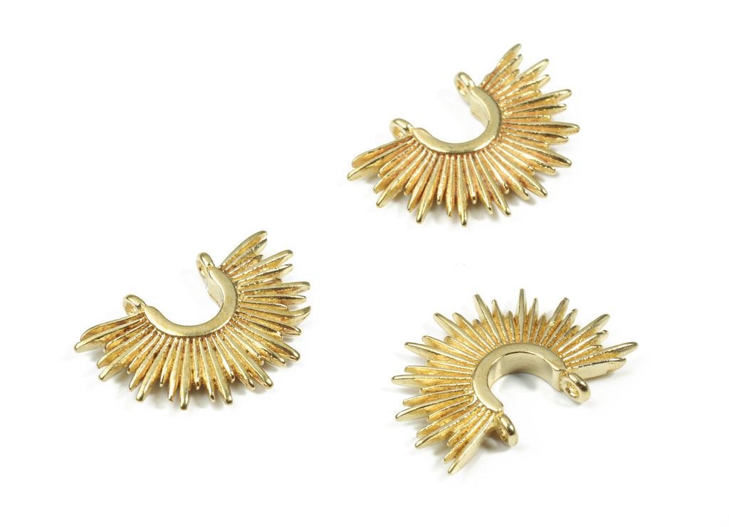 Brass Sun Earring Connectors - Raw Brass Sun Earring And Pendant - Earring Findings - Jewelry Supplies - 14.83x10.3x2.05mm - PP3272 - DOMEDBAZAAR