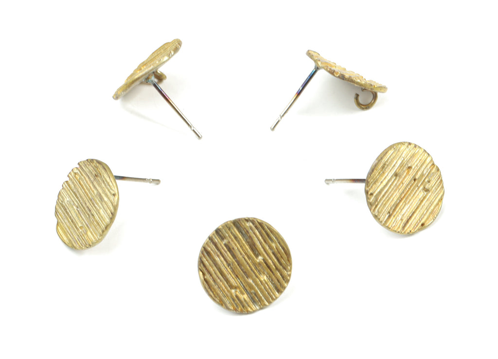 Brass Round Earring Stud With Loop - Raw Brass Round Earring Post - Surgical Stud - Earring Post - Jewelry Supplies - 13x12.7x1.2mm - PP3257 - DOMEDBAZAAR
