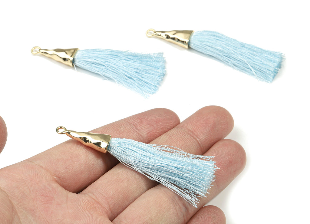 Tassel Earrings - Puffy Tassel Earring With 18K Real Gold Plating Brass Cap - Tassel Findings - Boho Charms - 62.19x35.48x5.62mm - RGP2598D - DOMEDBAZAAR