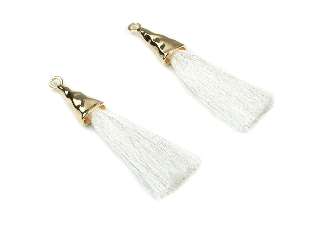 Tassel Earrings - Puffy Tassel Earring With 18K Real Gold Plating Brass Cap - Tassel Findings - Boho Charms - 62.19x35.48x5.62mm - RGP2598F - DOMEDBAZAAR