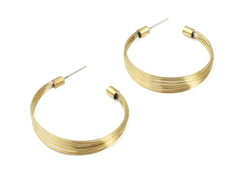 Brass Stud Open Hoop - Raw Brass C Earring Post - Ear Wires Earring Stud - Stainless Steel - Jewelry Supplies - 38.68x9.53x4.04mm - PP3288 - DOMEDBAZAAR
