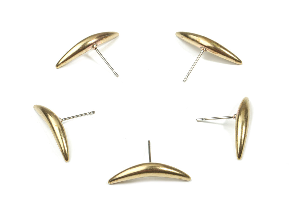Brass Spike Earring Stud - Raw Brass Porcupine Earring Post - Hedgehog Earring post - Surgical Steel - 23.11x4.04x3.86mm - PP3307 - DOMEDBAZAAR