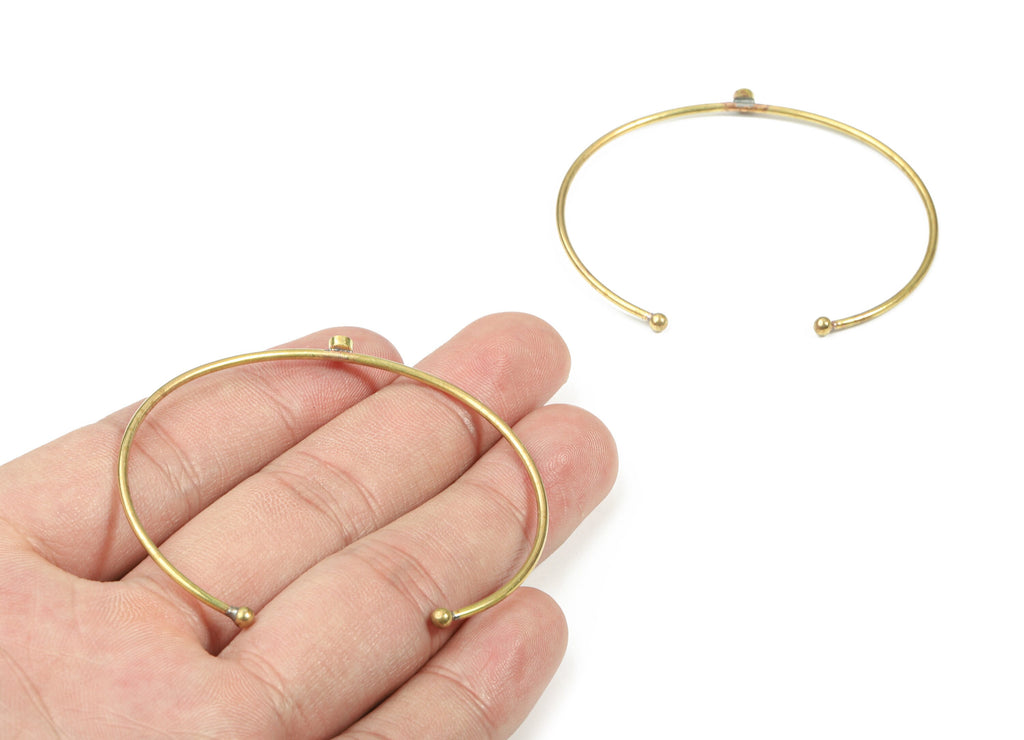 Brass Wire Bangle - Raw Brass Bracelet - Brass Bracelet For #30 Natural Bead  - Jewelry Supplies - Pad:3.3mm - 57.26x3.6x3.32mm - PP3325 - DOMEDBAZAAR