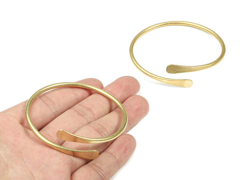 Brass Hammered Bracelet - Raw Brass Bracelet - Brass Wire Bangle - Jewelry Supplies - 64.45x12.5x3.05mm - PP3491 - DOMEDBAZAAR