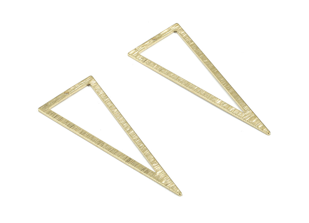 Brass Triangle Ring - Raw Brass Triangle Earring Charm - Textured Brass Triangle Connector - Jewelry Supplies - 49.74x19.97x0.85mm - PP3358 - DOMEDBAZAAR