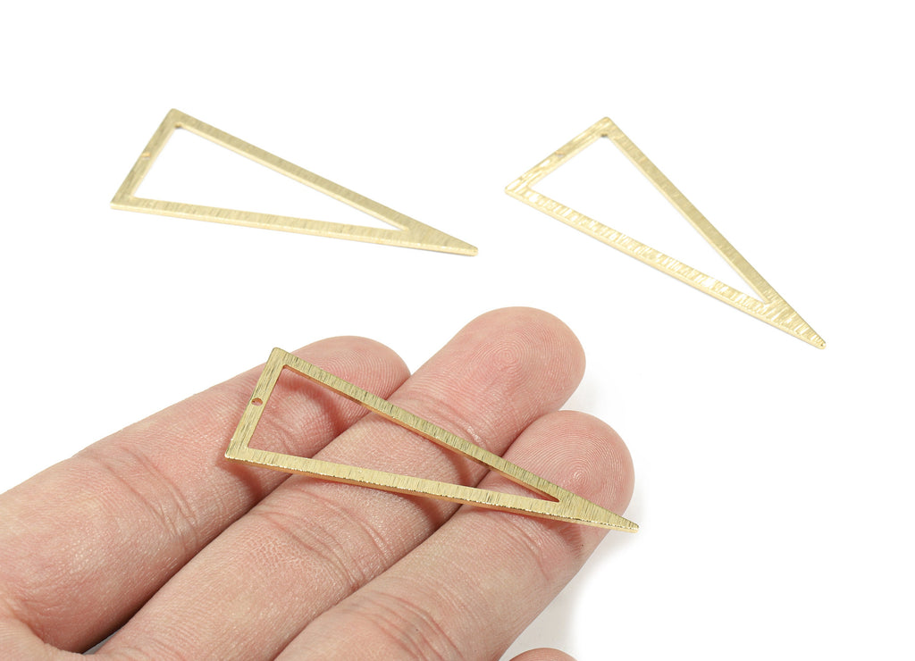 Brass Triangle Ring - Raw Brass Triangle Earring Charm - Textured Brass Triangle Connector - Jewelry Supplies - 49.74x19.97x0.85mm - PP3358 - DOMEDBAZAAR