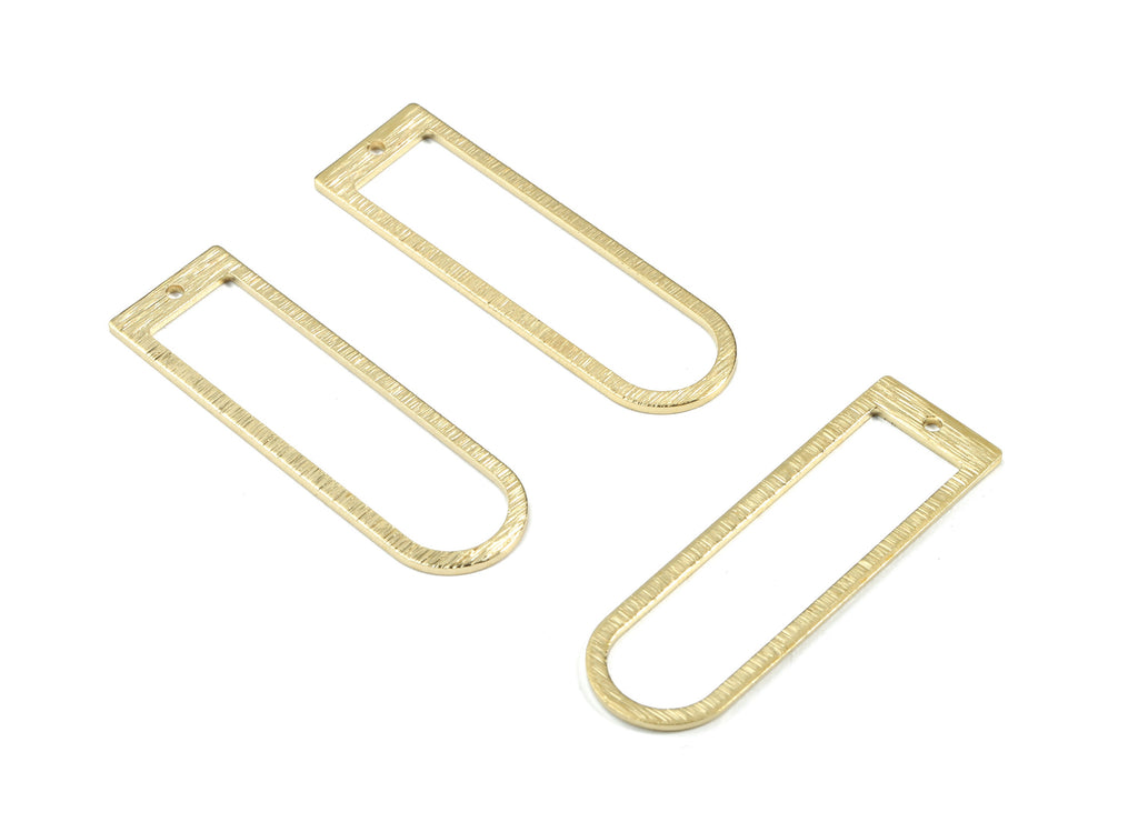 Brass D Ring - Raw Brass Long Oval Connector - Textured Brass D Pendant - Earring Findings - Jewelry Supplies - 40.05x12.61x0.98mm - PP3360 - DOMEDBAZAAR