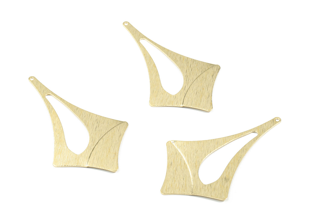Brass Leaf Drop Earring Charms - Raw Brass Textured Drop Pendant - Earring Findings - Jewelry Supplies - 55.81x32.7x0.99mm - PP3365 - DOMEDBAZAAR