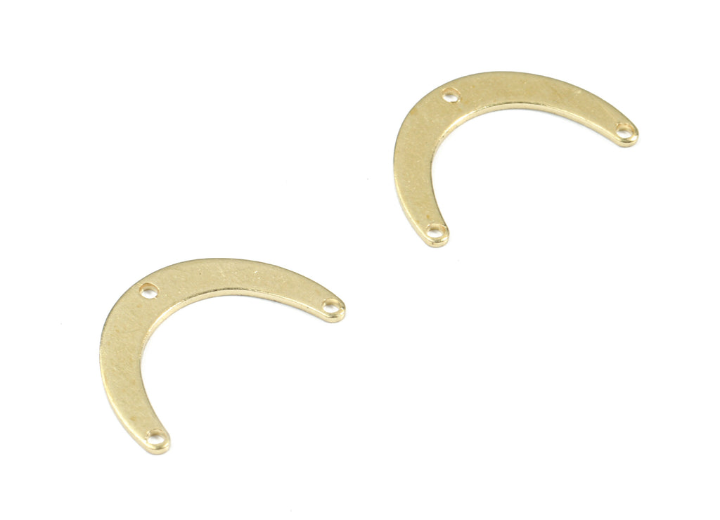 Brass Mini C Earring Connector - Raw Brass Crescent Necklace Connector - Brass 3 Hole U Connector - 19.92x12.47x0.81mm - PP3373 - DOMEDBAZAAR