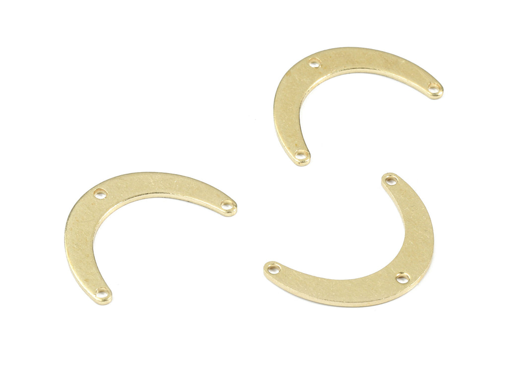 Brass Mini C Earring Connector - Raw Brass Crescent Necklace Connector - Brass 3 Hole U Connector - 19.92x12.47x0.81mm - PP3373 - DOMEDBAZAAR