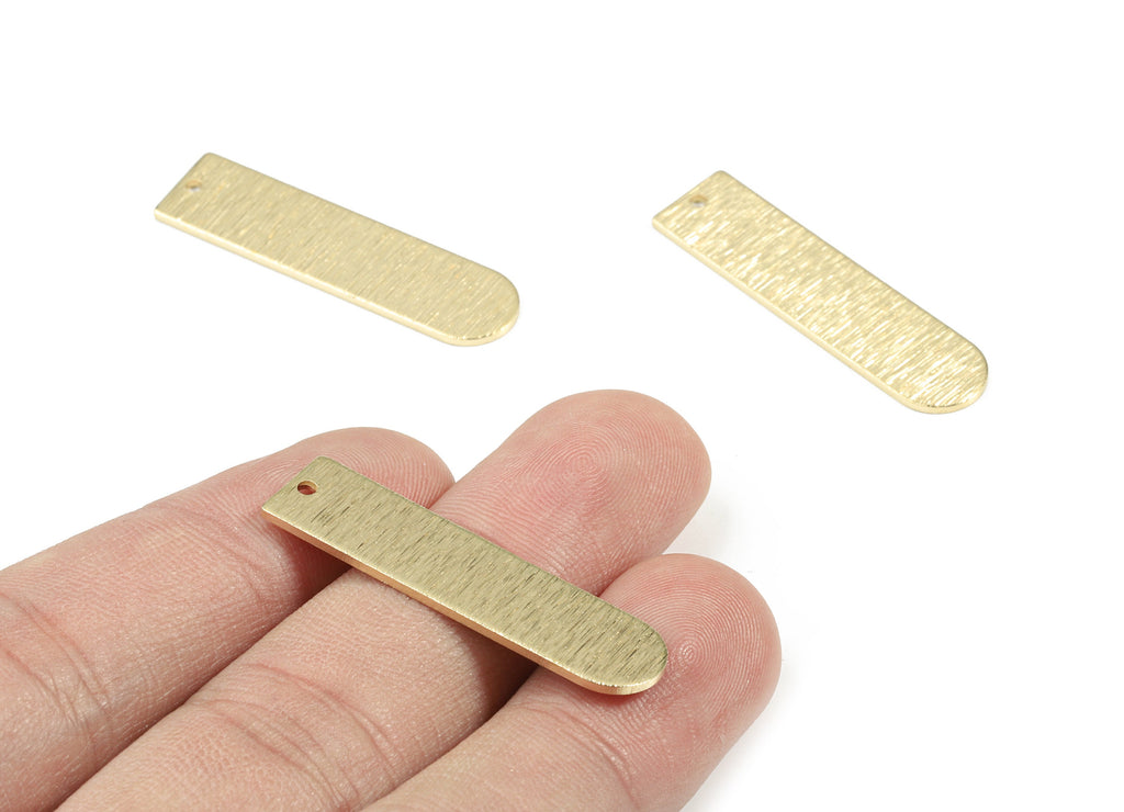Brass  D Earring Charms - Raw Brass Long Oval Pendant - Textured Brass D Charm - Earring Findings - Jewelry Supplies - 35.2x9.2x1mm - PP3367 - DOMEDBAZAAR